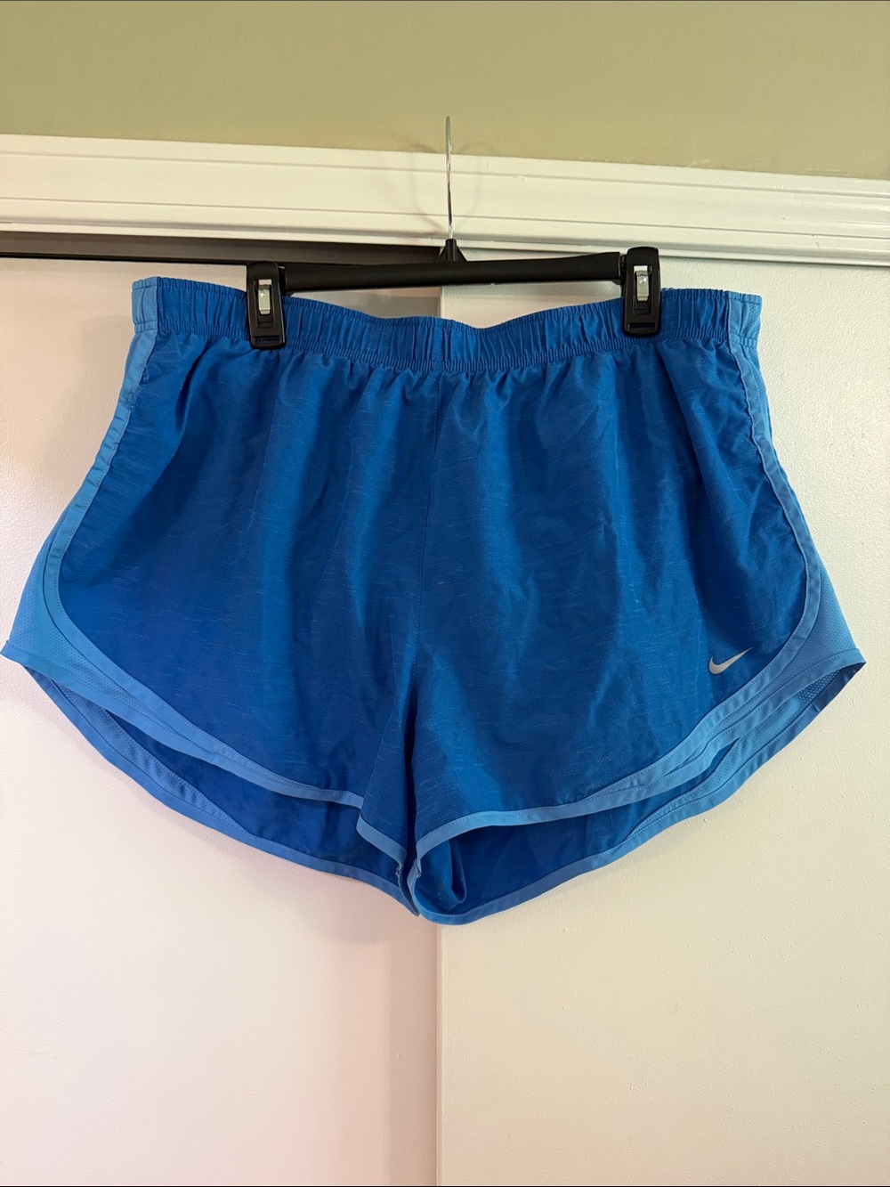 Nike Women's Royal Blue Running Shorts with Light Blue Trim